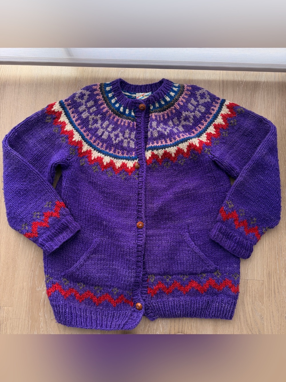 Vintage Rey Wear Fair Isle cardigan 100% wool